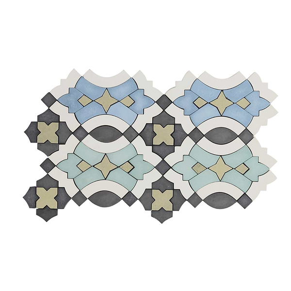 Alpana Nador Multicolor Mixed Finish Lava Stone and Cement Mosaic Tile