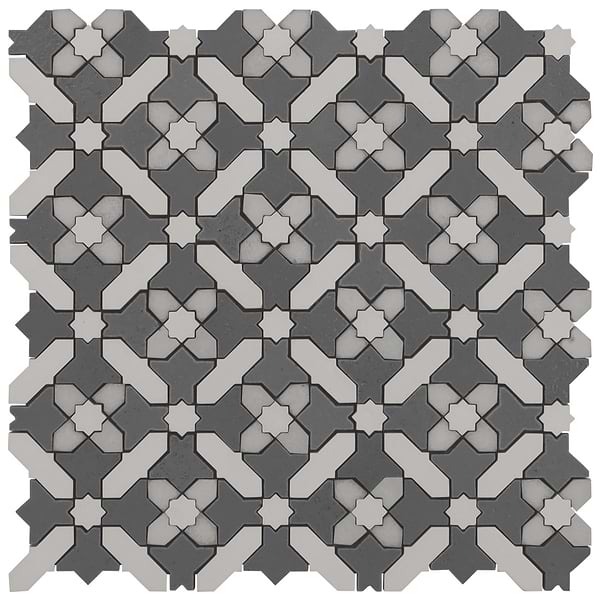 Alpana Safi Cloud Gray Mixed Finish Lava Stone and Cement Mosaic Tile