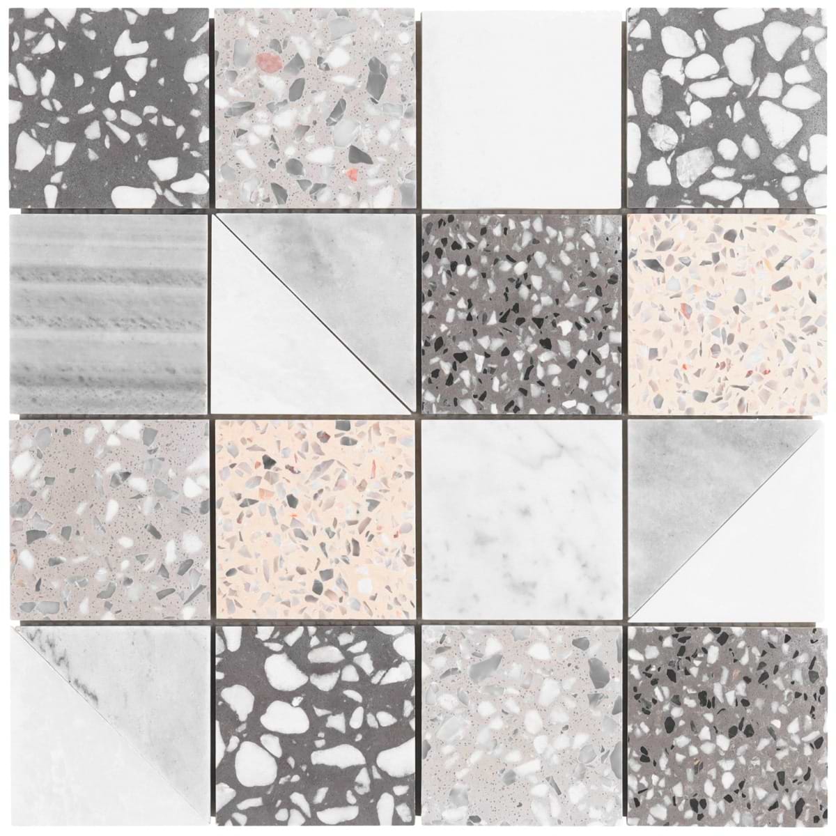 Elizabeth Sutton Terrazzi Dove Mixed Finish Marble + Terrazzo