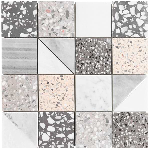 Close Out - Elizabeth Sutton Terrazzi Dove Mixed Finish Marble + Terrazzo