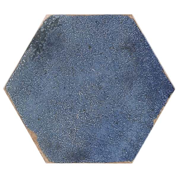 Oken Blue 9" Hexagon Polished Porcelain Tile