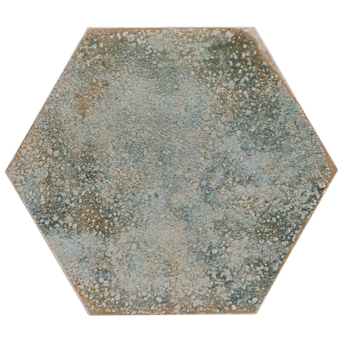 Oken Green 9" Hexagon Polished Porcelain Tile