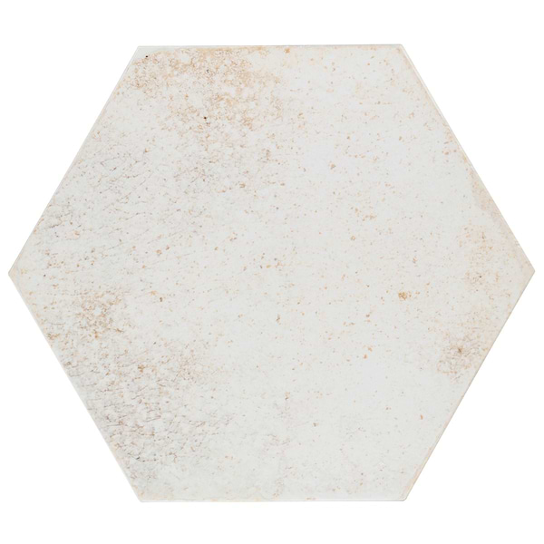Oken White 9" Hexagon Polished Porcelain Tile