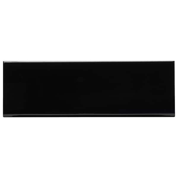 Market Street Black Bullnose 4x12; in Black Porcelain; for Backsplash, Bathroom Wall, Kitchen Wall, Outdoor Wall, Pool Tile, Shower Wall, Wall Tile; in Style Ideas Classic, Contemporary, Cottage, Farmhouse, Industrial, Traditional, Transitional
