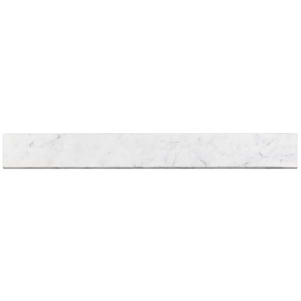 Marmi D'Italia Bianco Gioia Bullnose 3x24 Matte; in Light Blue + White + Gray Porcelain; for Backsplash, Bathroom Floor, Bathroom Wall, Commercial Floor, Floor Tile, Kitchen Floor, Kitchen Wall, Outdoor Floor, Outdoor Wall, Pool Tile, Shower Floor, Shower Wall, Wall Tile