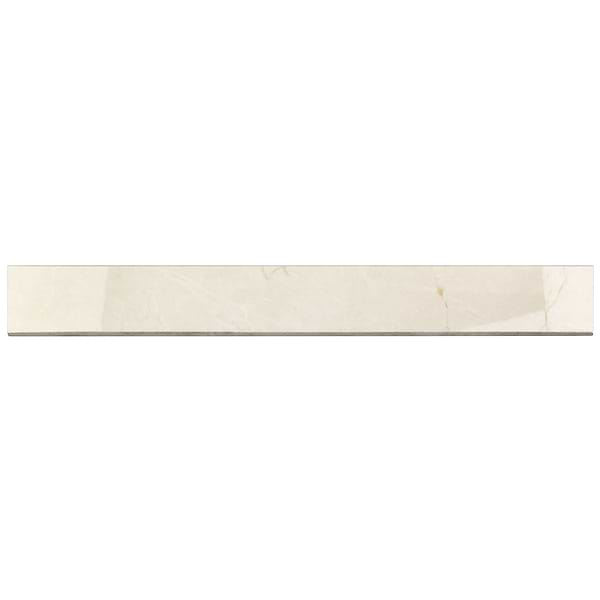 Marmi D'Italia Crema Avorio Bullnose 3x24 Polished; in Creamy Ivory Porcelain; for Backsplash, Bathroom Floor, Bathroom Wall, Commercial Floor, Floor Tile, Kitchen Floor, Kitchen Wall, Outdoor Floor, Outdoor Wall, Pool Tile, Shower Floor, Shower Wall, Wall Tile