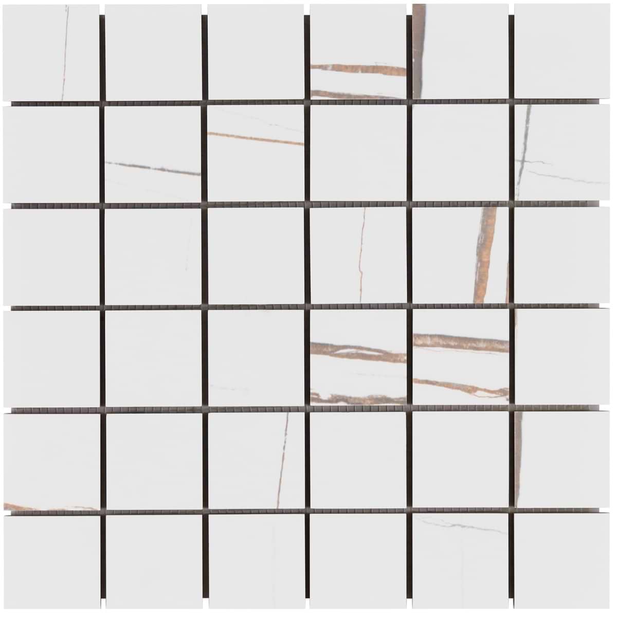 Marmo Sahara Blanco White 2x2 Marble Look Matte Mosaic Tile