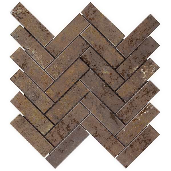 Artile Copper 1x4 Herringbone Matte Porcelain Mosaic Tile