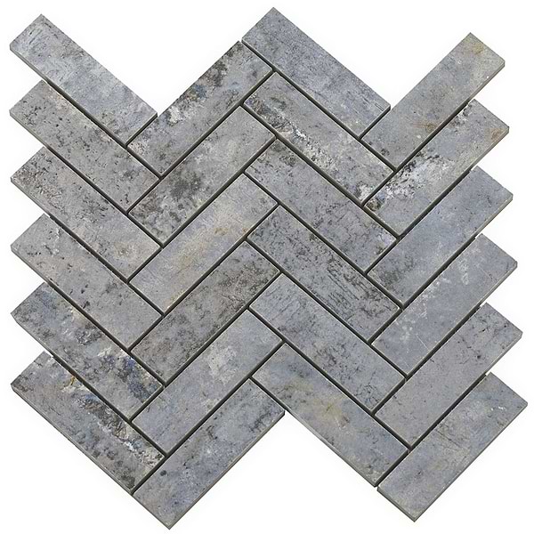 Artile Ocean Blue 1x4 Herringbone Matte Porcelain Mosaic Tile