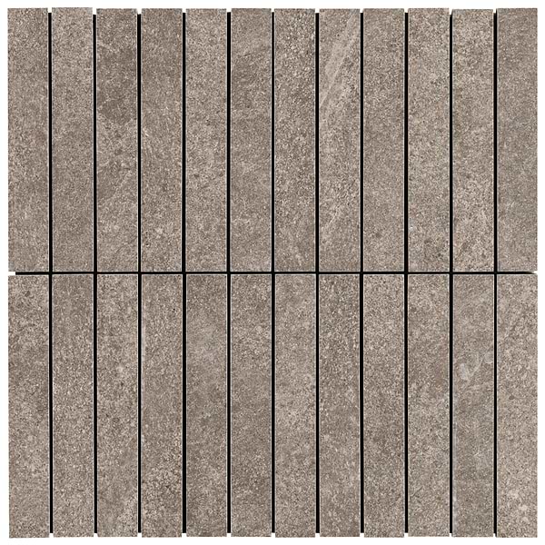 Motley Caramel Brown 1x6 Stacked Limestone Look Matte Porcelain Mosaic Tile