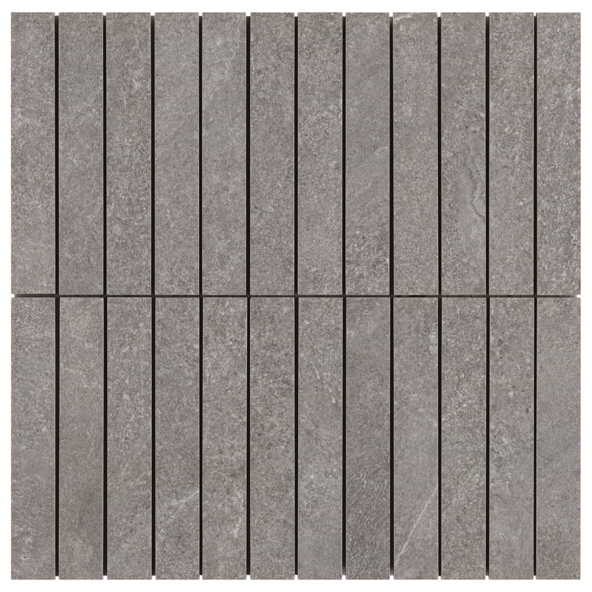 Shop Sample-Motley Slate Gray 1x6 Stacked Matte Porcelain Mosaic
