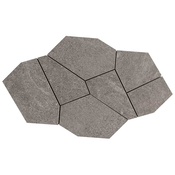 Motley Slate Gray Organic Pattern Limestone Look Matte Porcelain Mosaic Tile