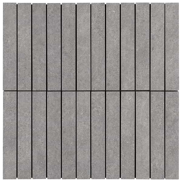 Motley Silver Gray 1x6 Stacked Limestone Look Matte Porcelain Mosaic Tile