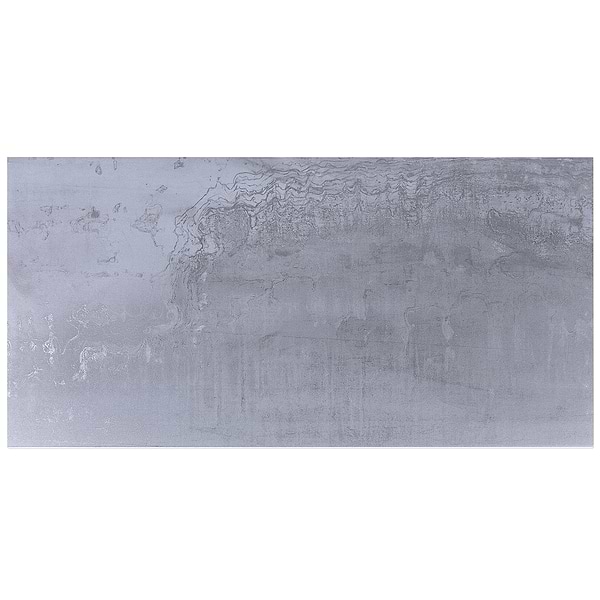 Angela Harris Bellissimo Steel 12x24; in Metallic Dark Gray Porcelain; for Backsplash, Bathroom Floor, Bathroom Wall, Commercial Floor, Floor Tile, Kitchen Floor, Kitchen Wall, Outdoor Floor, Outdoor Wall, Shower Wall, Wall Tile; in Style Ideas Craftsman, Industrial, Mid Century, Modern