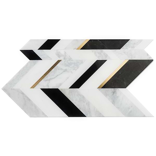 Zayden Nero Blanco - White Carrara- Nero Marquina- Asian Statuary- & Brass Polished Marble + Brass
