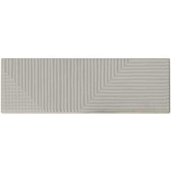 Fragments Light Gray 2x8 Polished Textured Ceramic Wall Tile