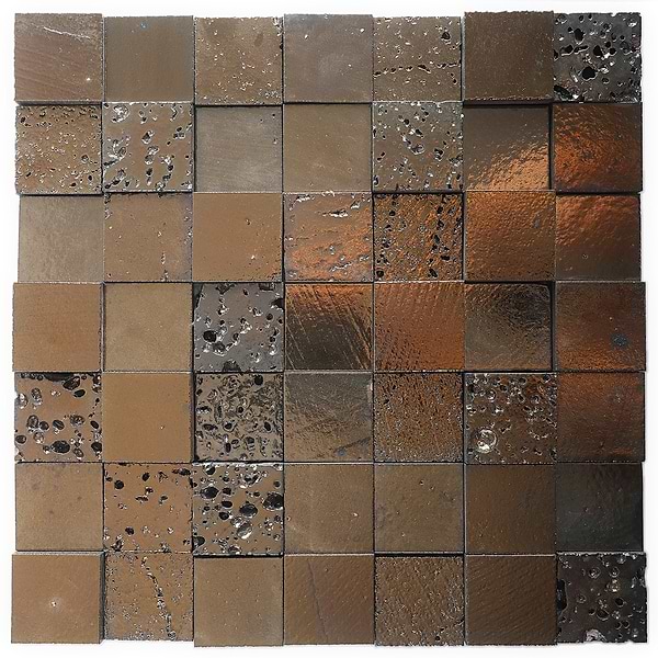 Art Lava 3D Squares Bronze 2x2 Polished Lava Stone Mosaic Tile