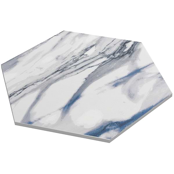 Calacatta Azul 10" Hexagon Matte Porcelain Tile