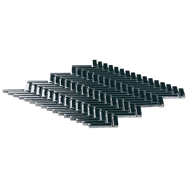 Motek Emerald Green 1x2" Herringbone Glossy Porcelain Mosaic Tile