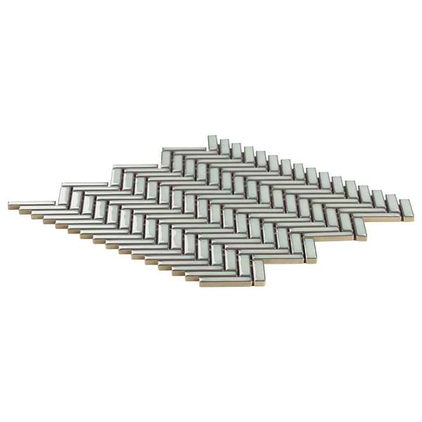 Motek Mint Green 1x2" Herringbone Glossy Porcelain Mosaic Tile
