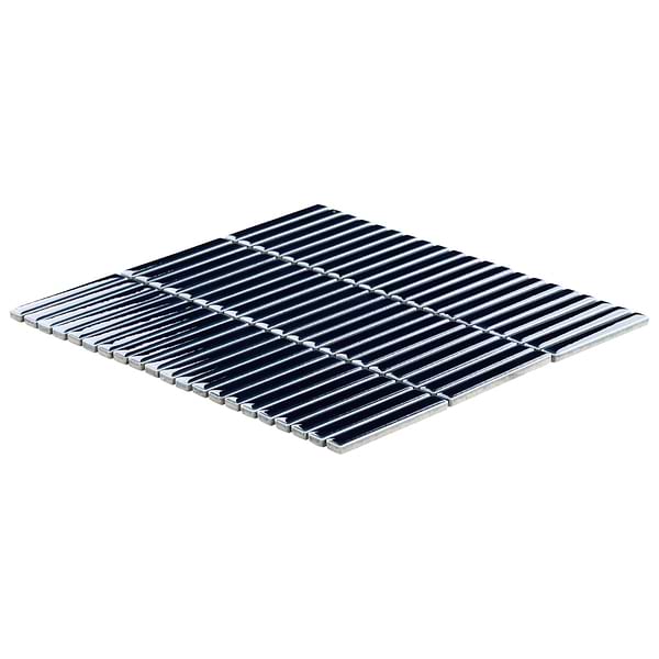Motek Royal Blue 1x4" Tri-Stacked Crackled Glossy Porcelain Mosaic Tile