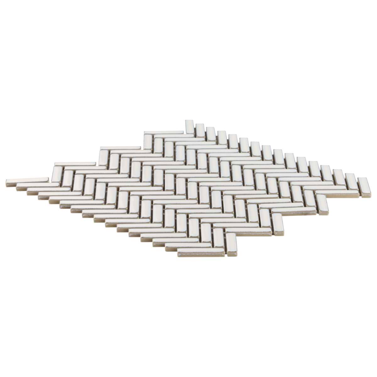 Shop Motek Snow White Glossy Herringbone | SohoStudioCorp.com