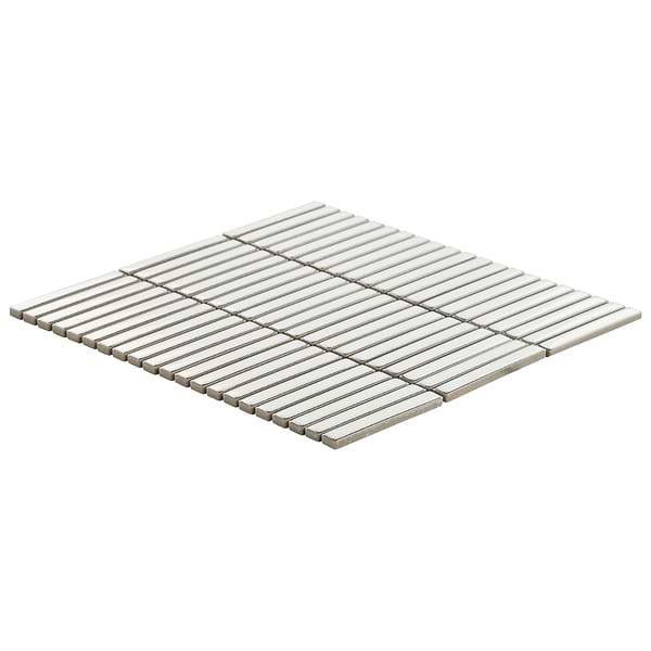 Motek Snow White 1x4" Tri-Stacked Glossy Porcelain Mosaic Tile
