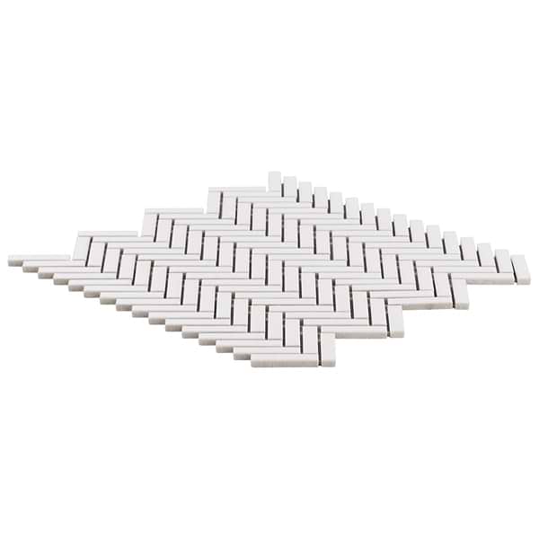 Motek White 1x2" Herringbone Matte Porcelain Mosaic Tile