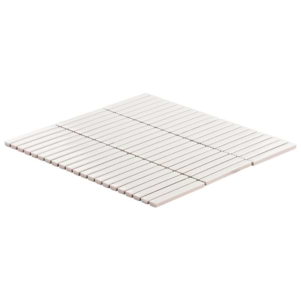 Motek White 1x4" Tri-Stacked Glossy Porcelain Mosaic Tile