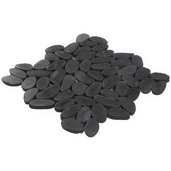 Nature Alor Black Flat Oval Pebble Mosaic