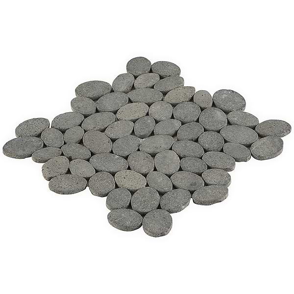 Nature Lava Black Round Pebble Mosaic