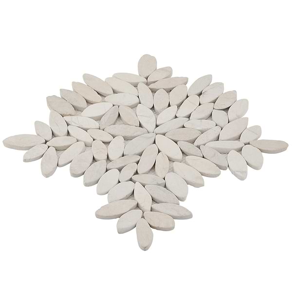 Pebblestone Flower Lovina White Natural Stone Honed Pebble Tile