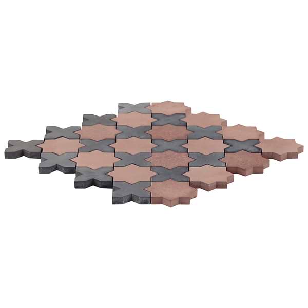 Alpana Mara Terracotta Matte Lava Stone and Cement Mosaic Tile