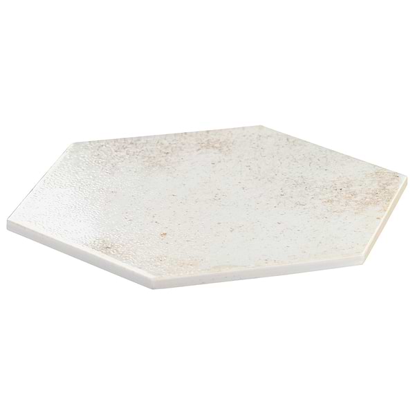 Oken White 9" Hexagon Polished Porcelain Tile