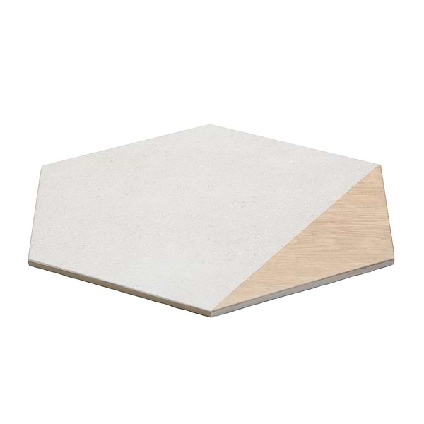 Piaka Wood White 12.5" Hex Matte Porcelain
