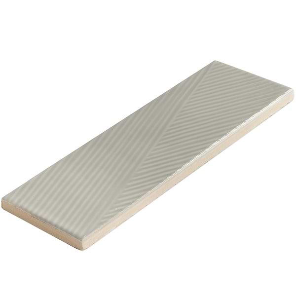 Fragments Light Gray 2x8 Polished Textured Ceramic Wall Tile