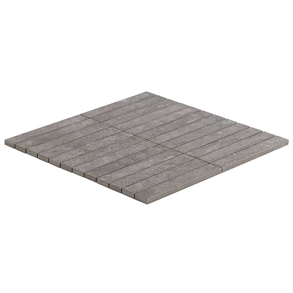 Motley Slate Gray 1x6 Stacked Limestone Look Matte Porcelain Mosaic Tile
