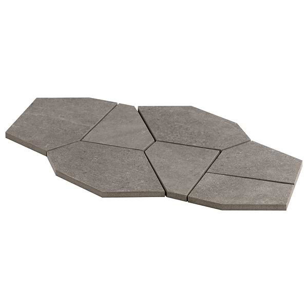 Motley Slate Gray Organic Pattern Limestone Look Matte Porcelain Mosaic Tile