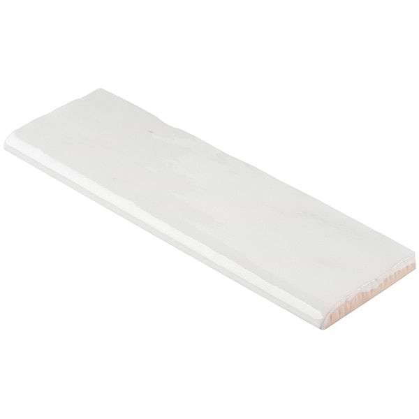 Serena White 3x8 Bullnose; in White Ceramic; for Backsplash, Bathroom Wall, Shower Wall