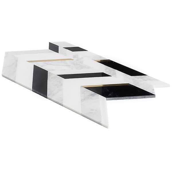 Zayden Nero Blanco - White Carrara- Nero Marquina- Asian Statuary- & Brass Polished Marble + Brass