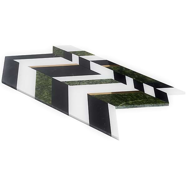 Zayden Verde Jade - Nero Marquina- White Thassos- Dandong Green- & Brass Polished Marble + Brass
