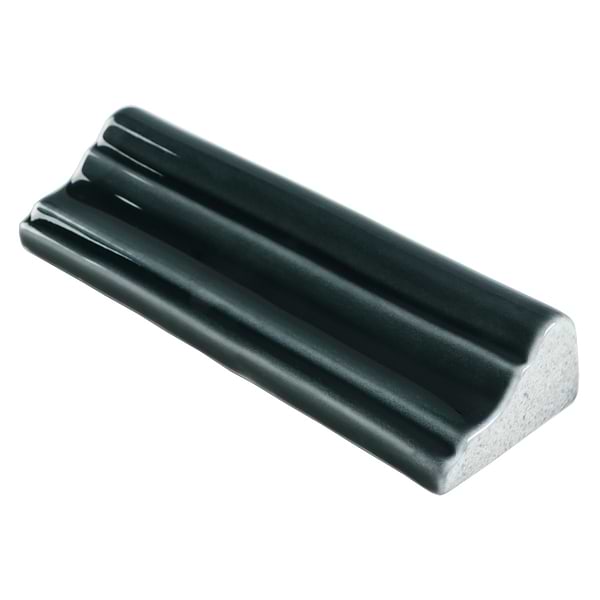 Baroque Glass Chair Rail Midnight Blue; in Blue Green Glass; for Backsplash, Bathroom Wall, Kitchen Wall, Outdoor Wall, Pool Tile, Shower Wall, Wall Tile; in Style Ideas Art Deco, Classic, Contemporary, Craftsman, Traditional