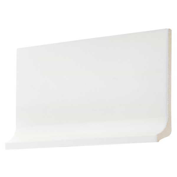 Market Street White Cove Base 4x8; in White Porcelain; for Backsplash, Bathroom Wall, Kitchen Wall, Outdoor Wall, Pool Tile, Shower Wall, Wall Tile; in Style Ideas Art Deco, Beach, Classic, Contemporary, Cottage, Farmhouse, Industrial, Modern, Traditional, Transitional