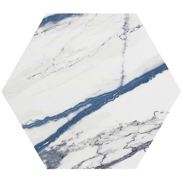 Calacatta Azul 10" Hexagon Matte Porcelain Tile