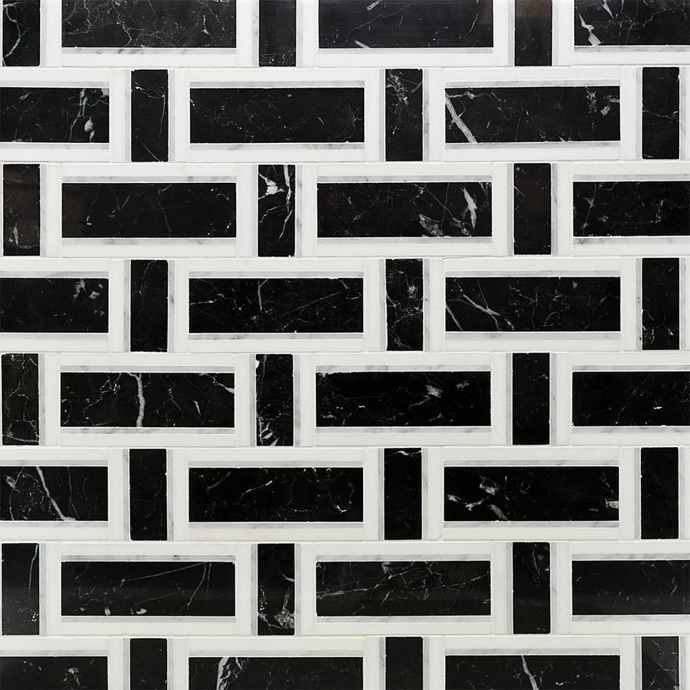 Interlace Nero Marquina- White Carrara & Thassos Polished Marble