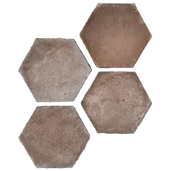 Clay House Gray 4" Hex Matte Terracotta Matte Terracotta