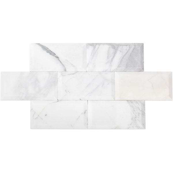 Calacatta 3x6 Beveled Polished Marble Tile