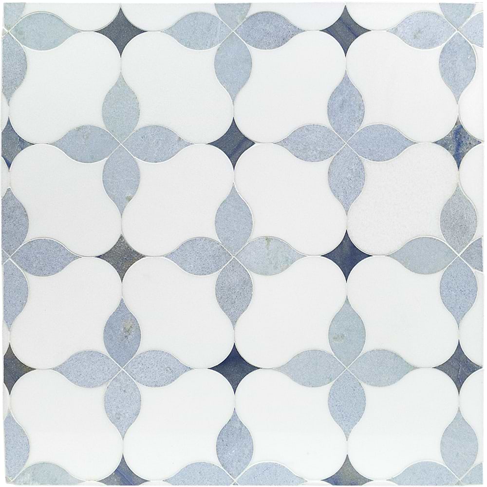 MJ Blue Blazingstar - White Thassos, Blue Celeste & Azul Macauba 