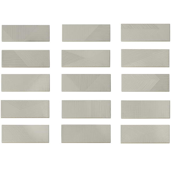 Fragments Light Gray 2x8 Polished Textured Ceramic Wall Tile