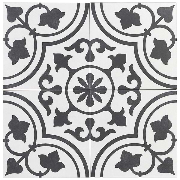 Cascais White Ornate 9x9 Matte Porcelain Tile